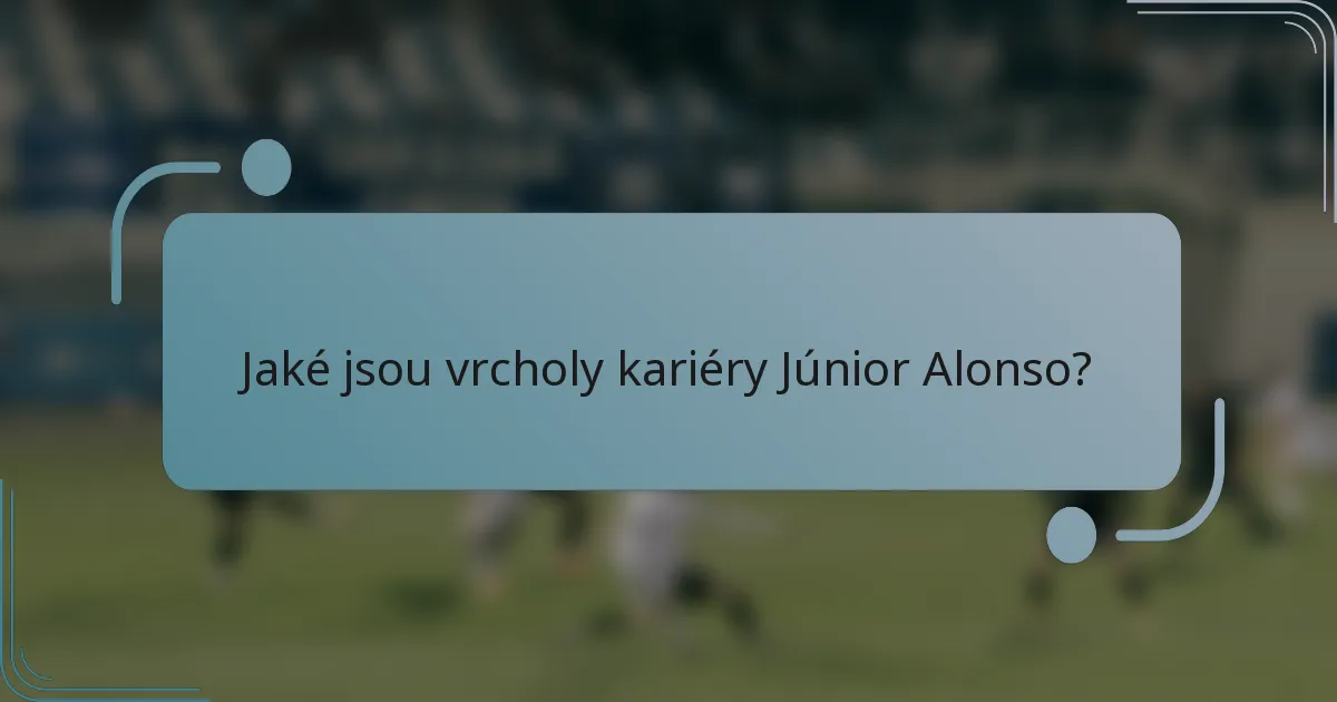 Jaké jsou vrcholy kariéry Júnior Alonso?