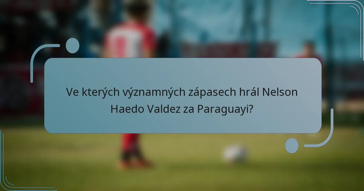 Ve kterých významných zápasech hrál Nelson Haedo Valdez za Paraguayi?