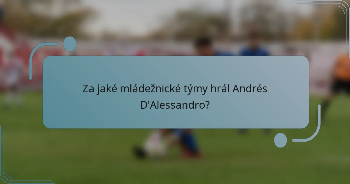 Za jaké mládežnické týmy hrál Andrés D'Alessandro?
